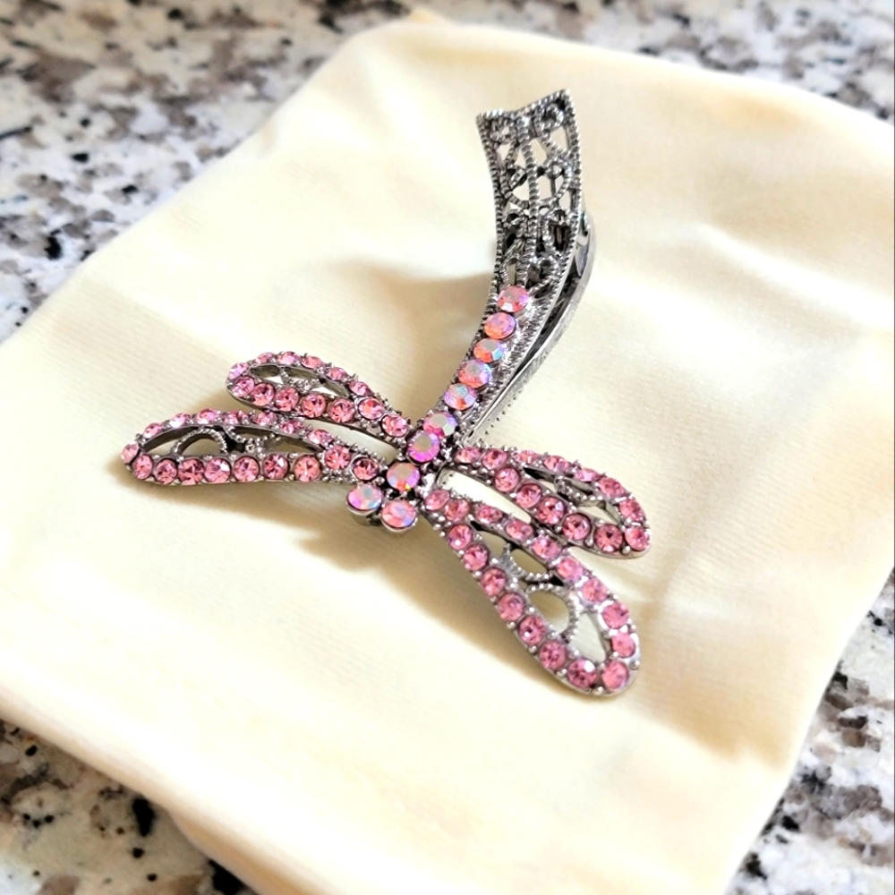 Rhinestone Dragonfly Brooch / Hair Clip - Picture 6 of 8